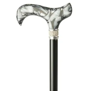 ADJUSTABLE CANE-Crystal Collar Black Marble Acrylic