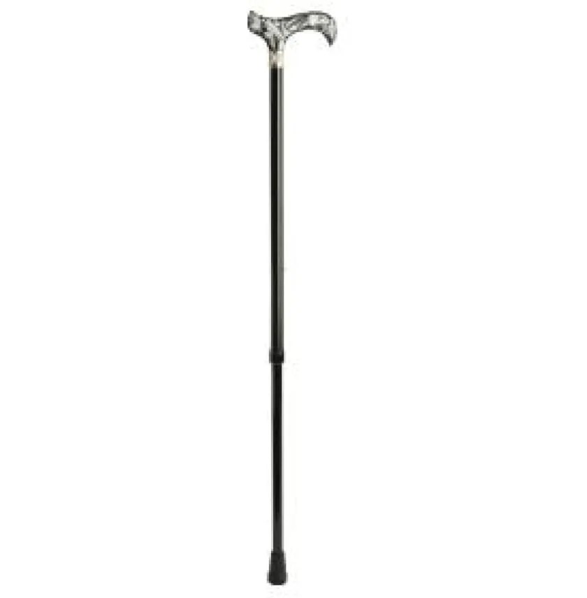 ADJUSTABLE CANE-Crystal Collar Black Marble Acrylic