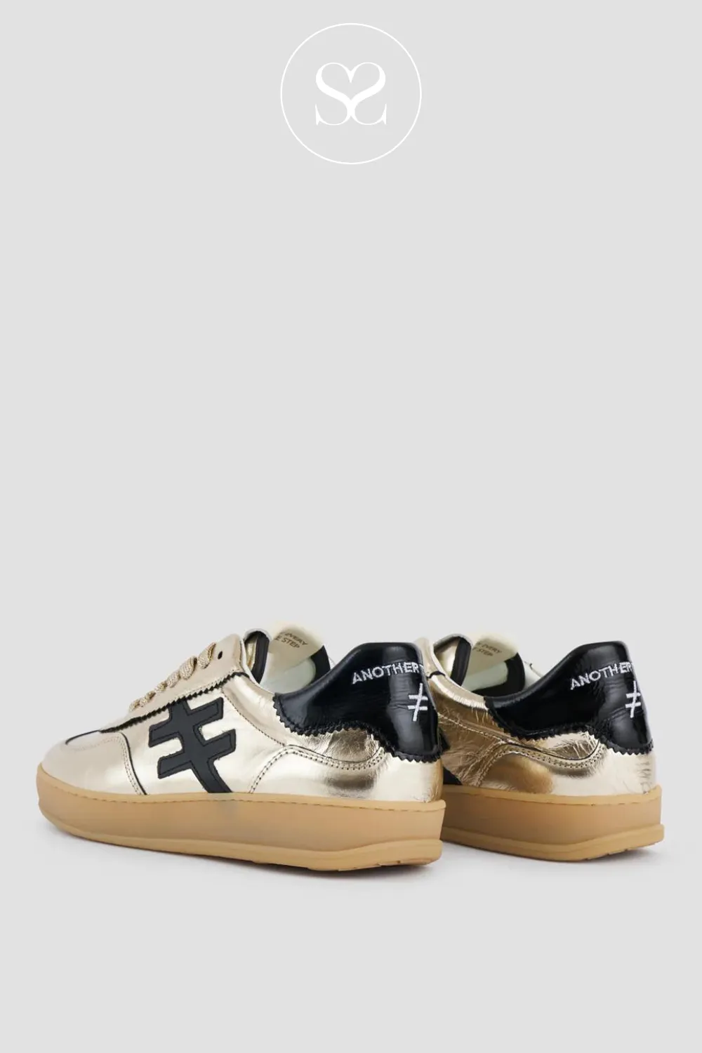 ANOTHER TREND A032 ICONIC GOLD AND BLACK METALLIC LEATHER TRAINER