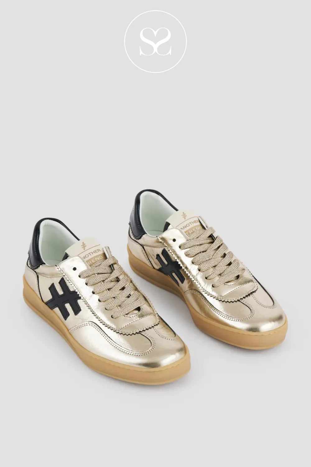 ANOTHER TREND A032 ICONIC GOLD AND BLACK METALLIC LEATHER TRAINER