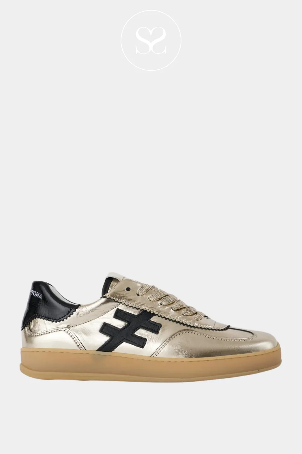 ANOTHER TREND A032 ICONIC GOLD AND BLACK METALLIC LEATHER TRAINER