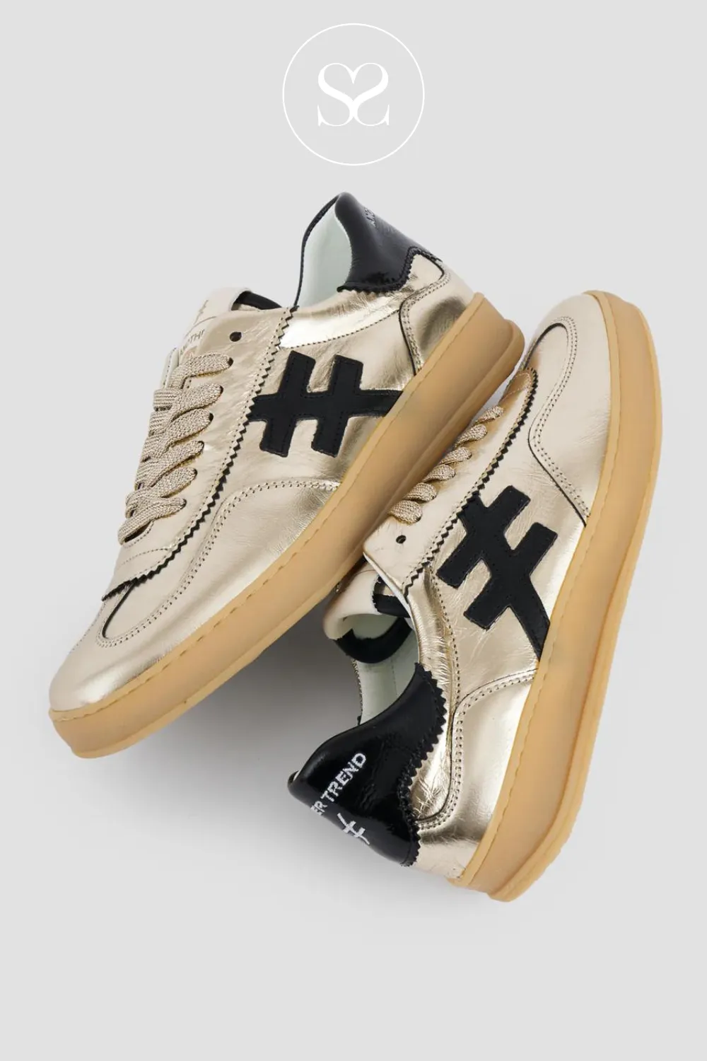 ANOTHER TREND A032 ICONIC GOLD AND BLACK METALLIC LEATHER TRAINER