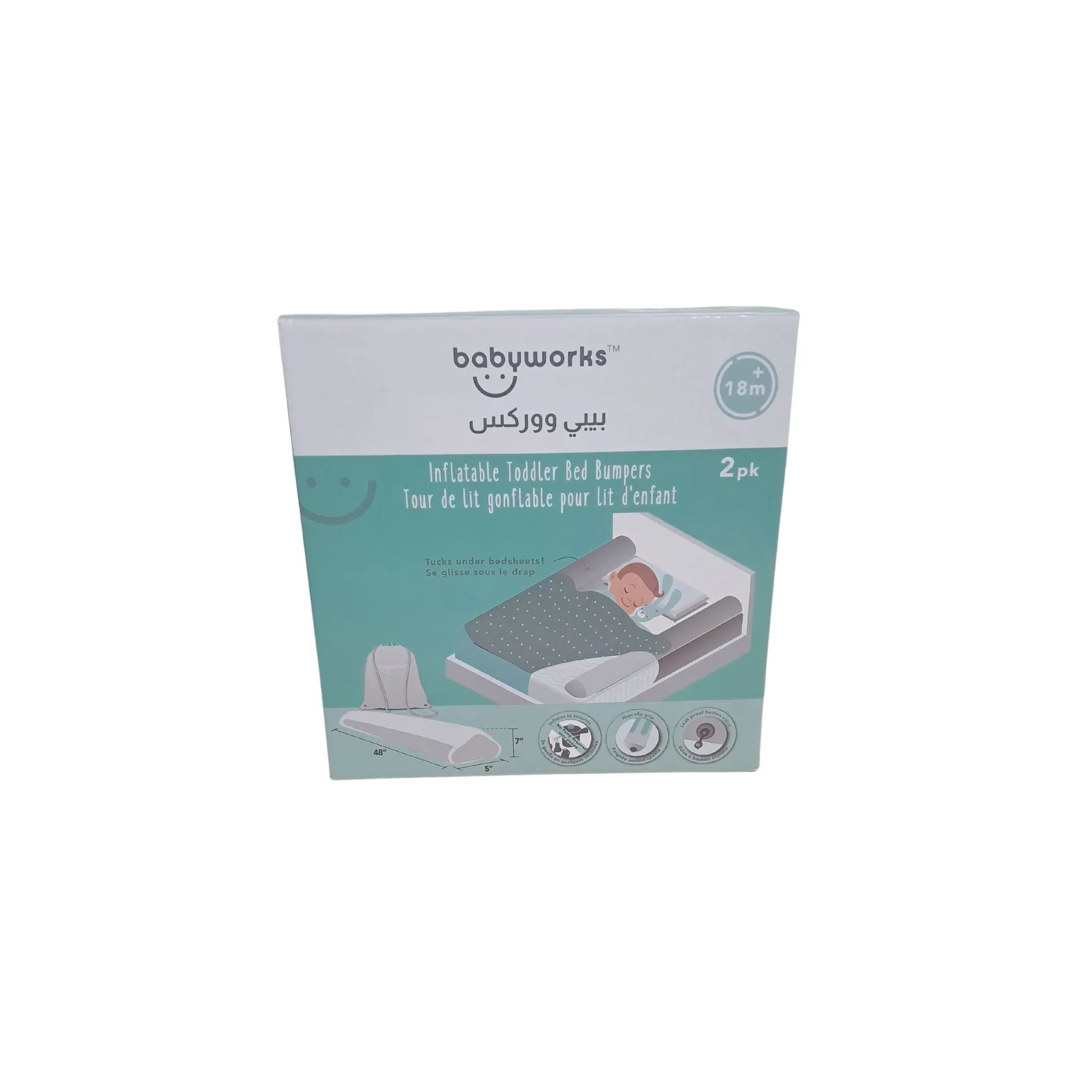 Babyworks Toddler Bed Bumper With Anti Slip Base White Age 6 Months & Above