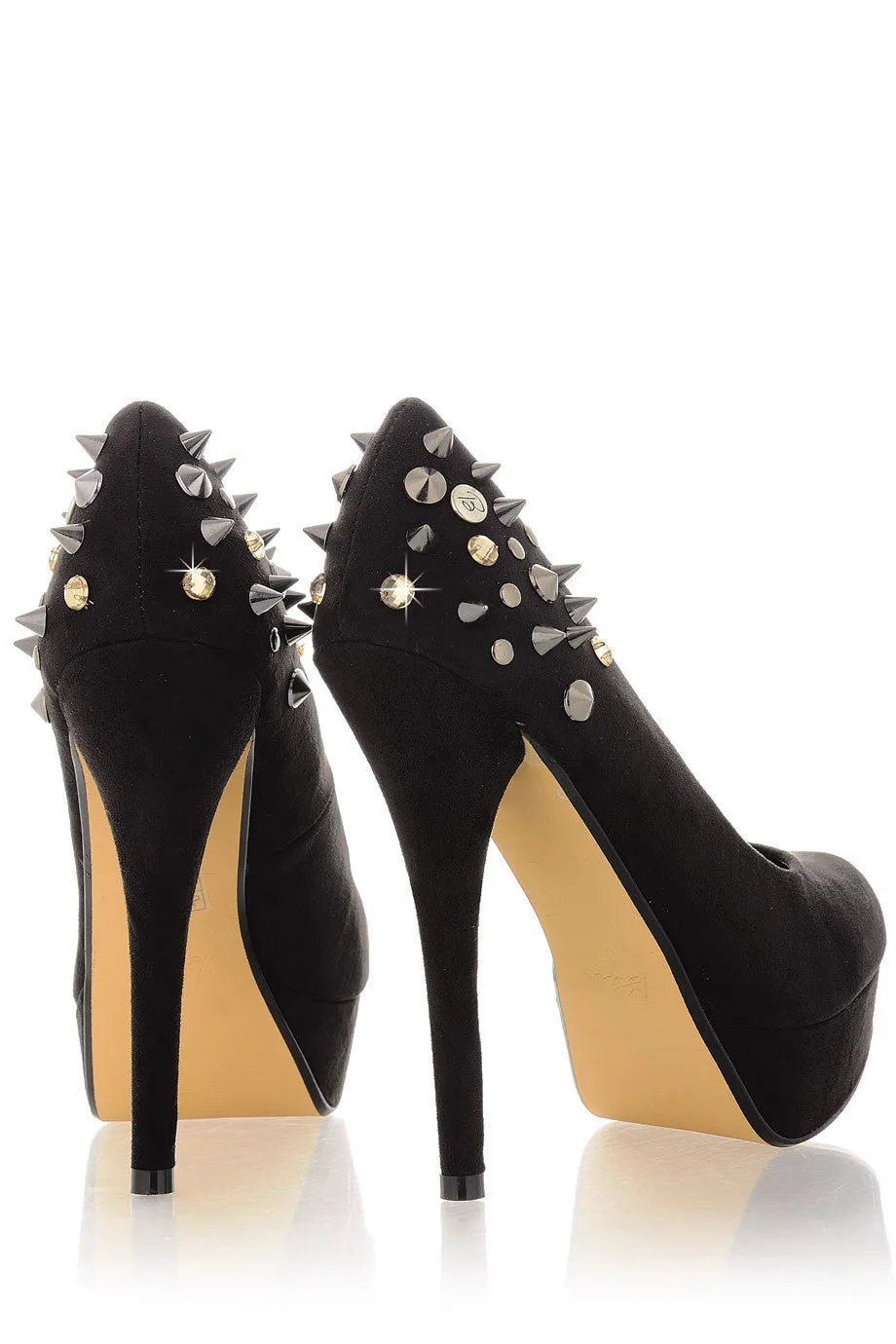 BLINK SPIKE Black Suede Pumps