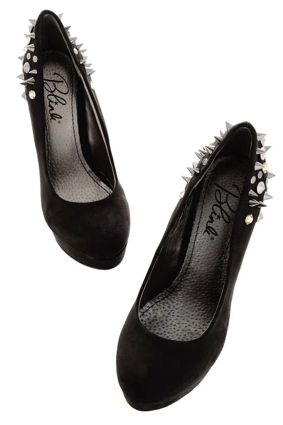 BLINK SPIKE Black Suede Pumps