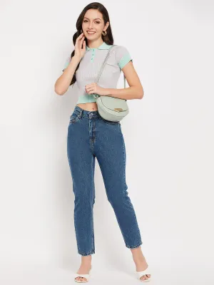 Camla Barcelona Peach Spread Collar Crop Top