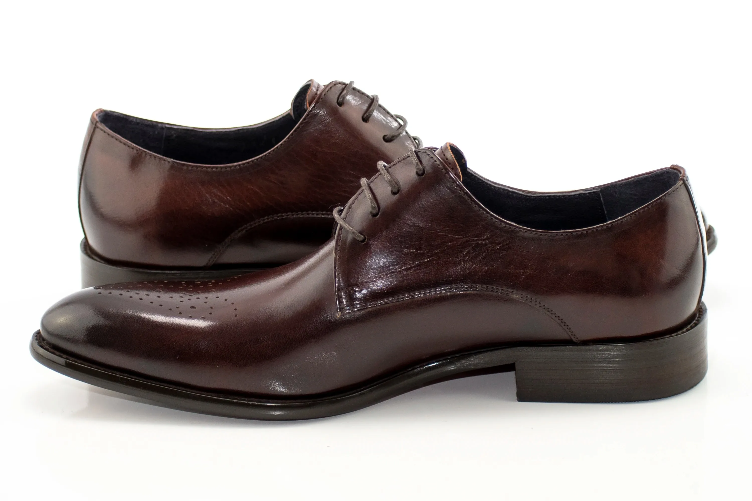 Chestnut Medallion-Toe Derby Dress Shoe