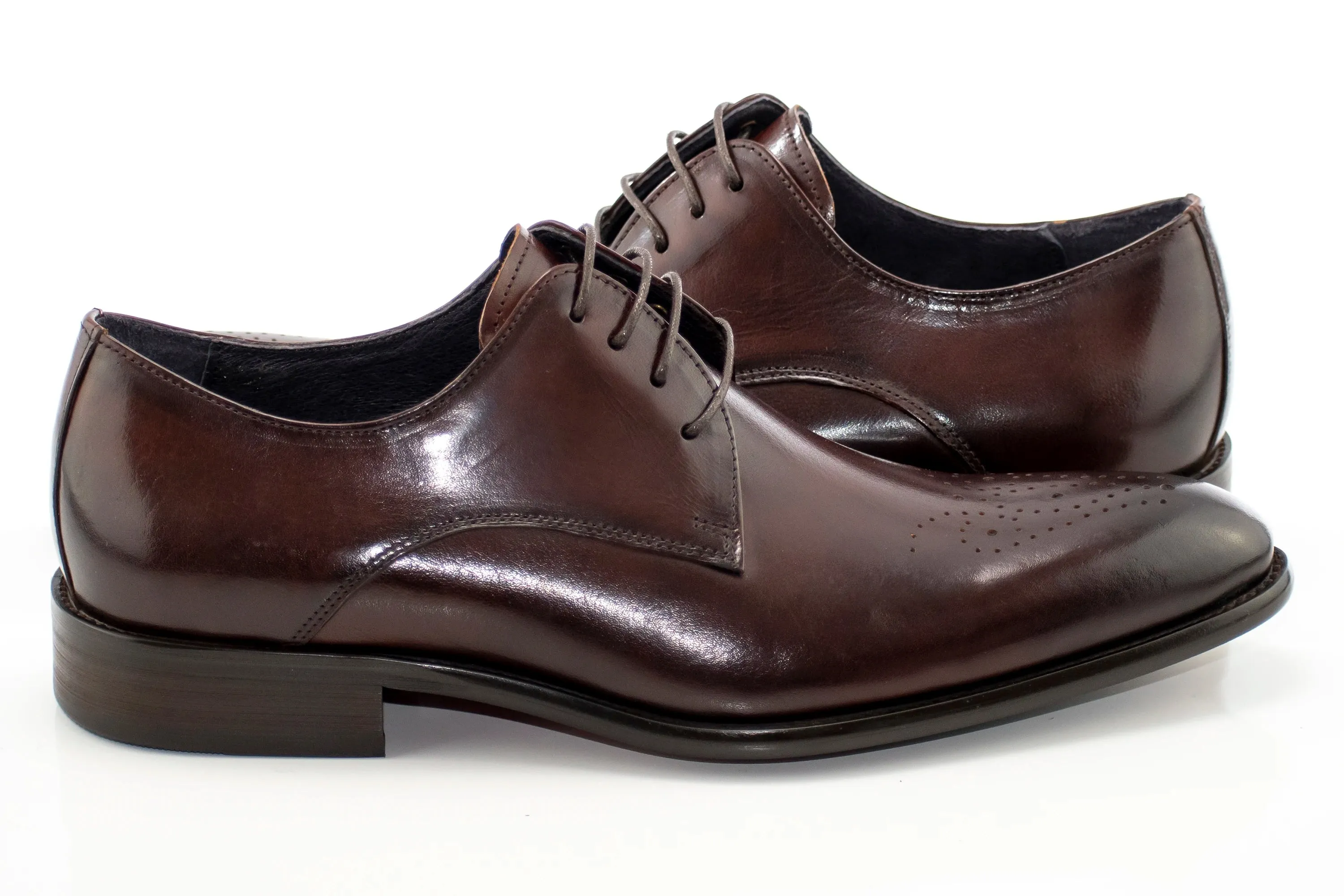 Chestnut Medallion-Toe Derby Dress Shoe