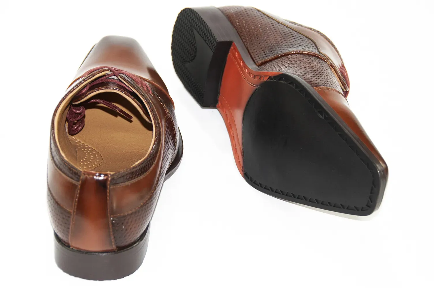 Cognac Leather Cap-Toe Dress Lace-Ups