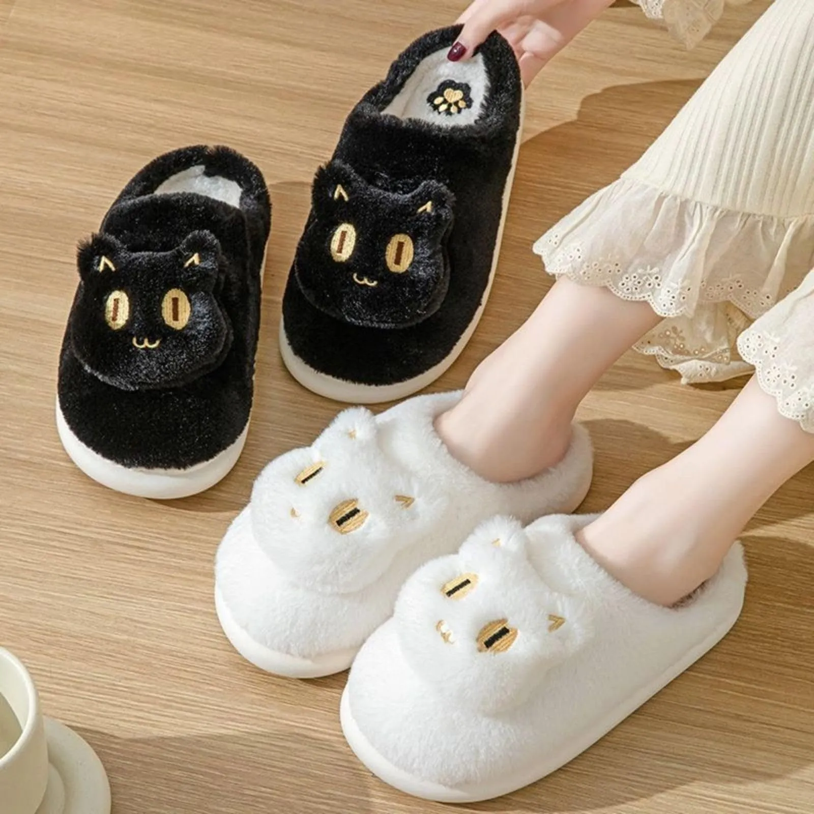 Comfy Cotton Cat Slippers – Soft, Plush & Warm Slip-Ons for Couples – Perfect for Winter!