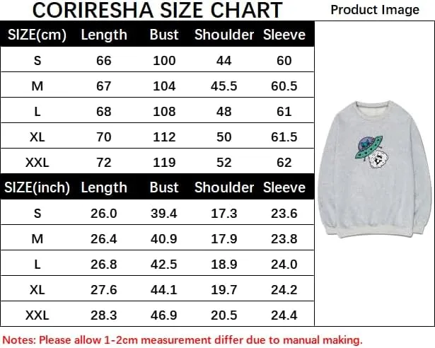 CORIRESHA Alien Spaceship Abduction Cat Funny Unisex Space Pullover Sweatshirt