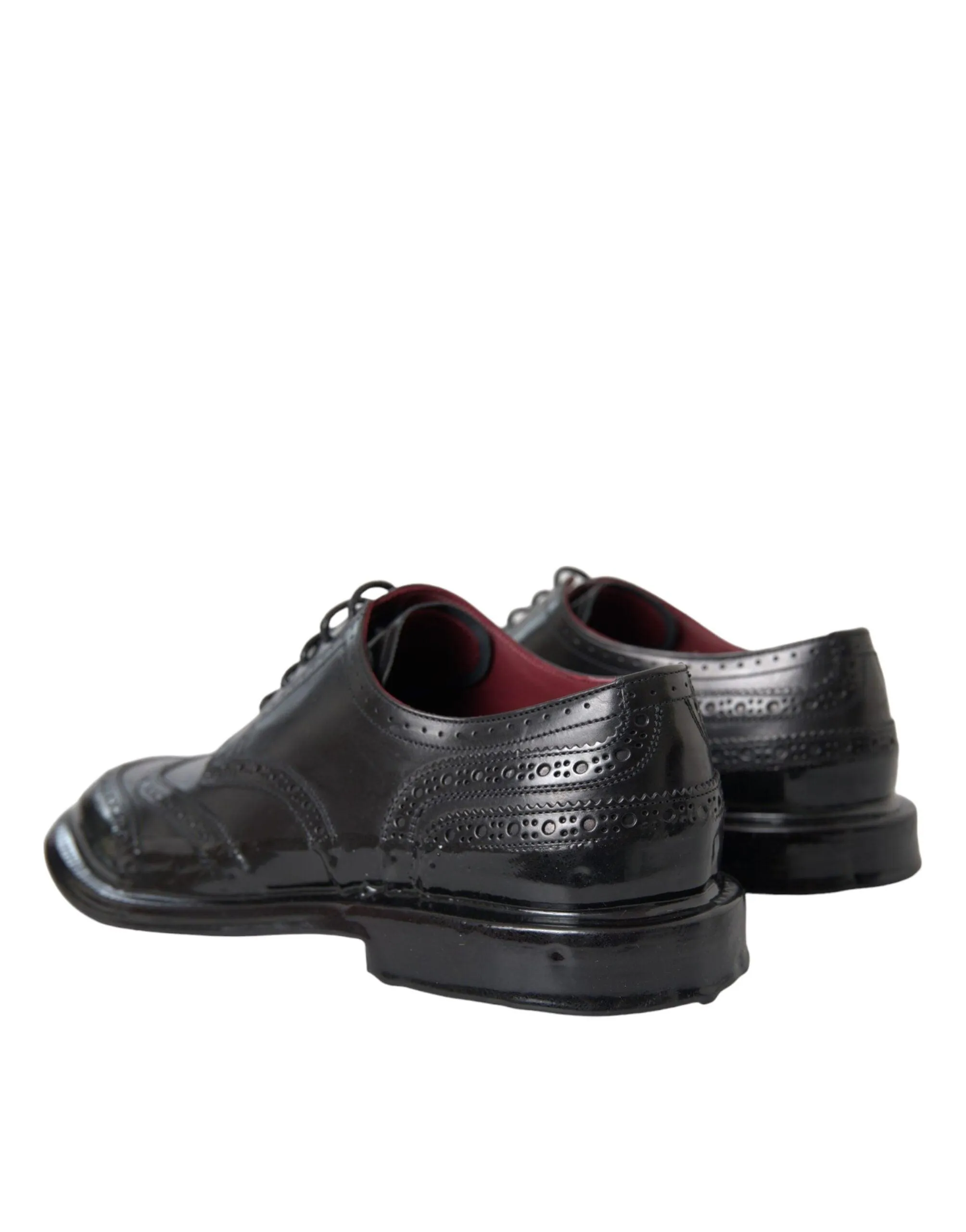 Dolce & Gabbana Black Leather Oxford Wingtip Formal Herre Sko