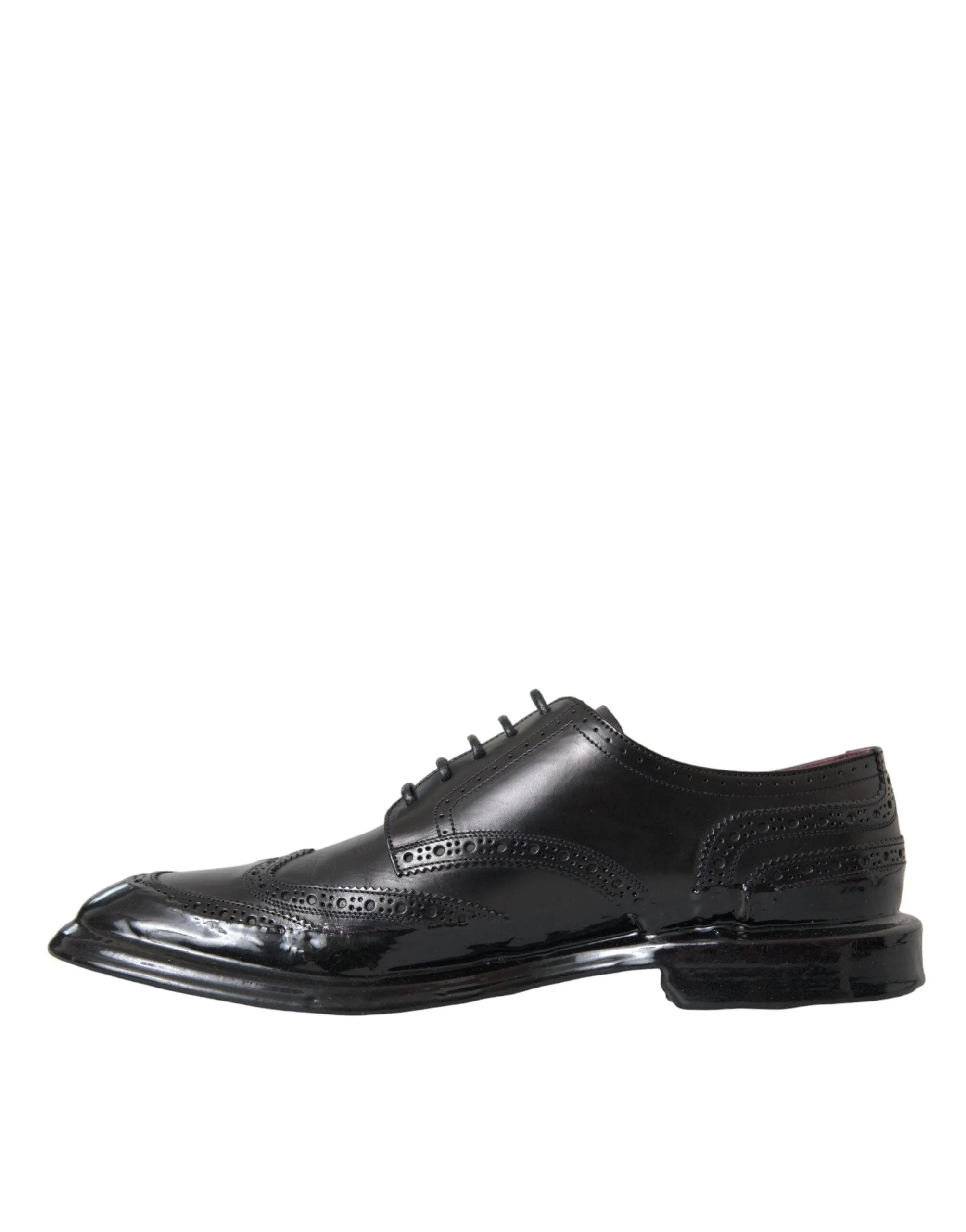 Dolce & Gabbana Black Leather Oxford Wingtip Formal Herre Sko