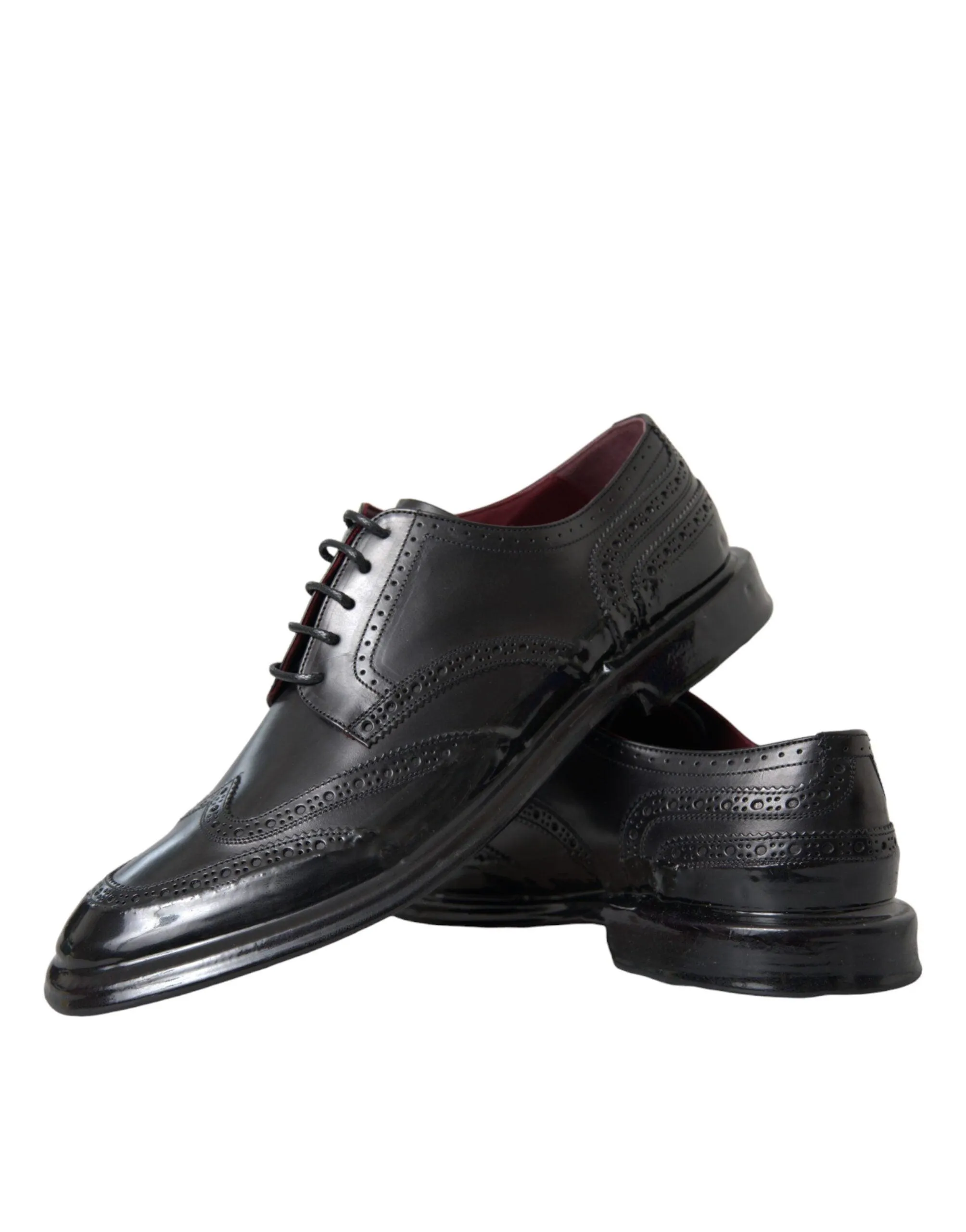Dolce & Gabbana Black Leather Oxford Wingtip Formal Herre Sko