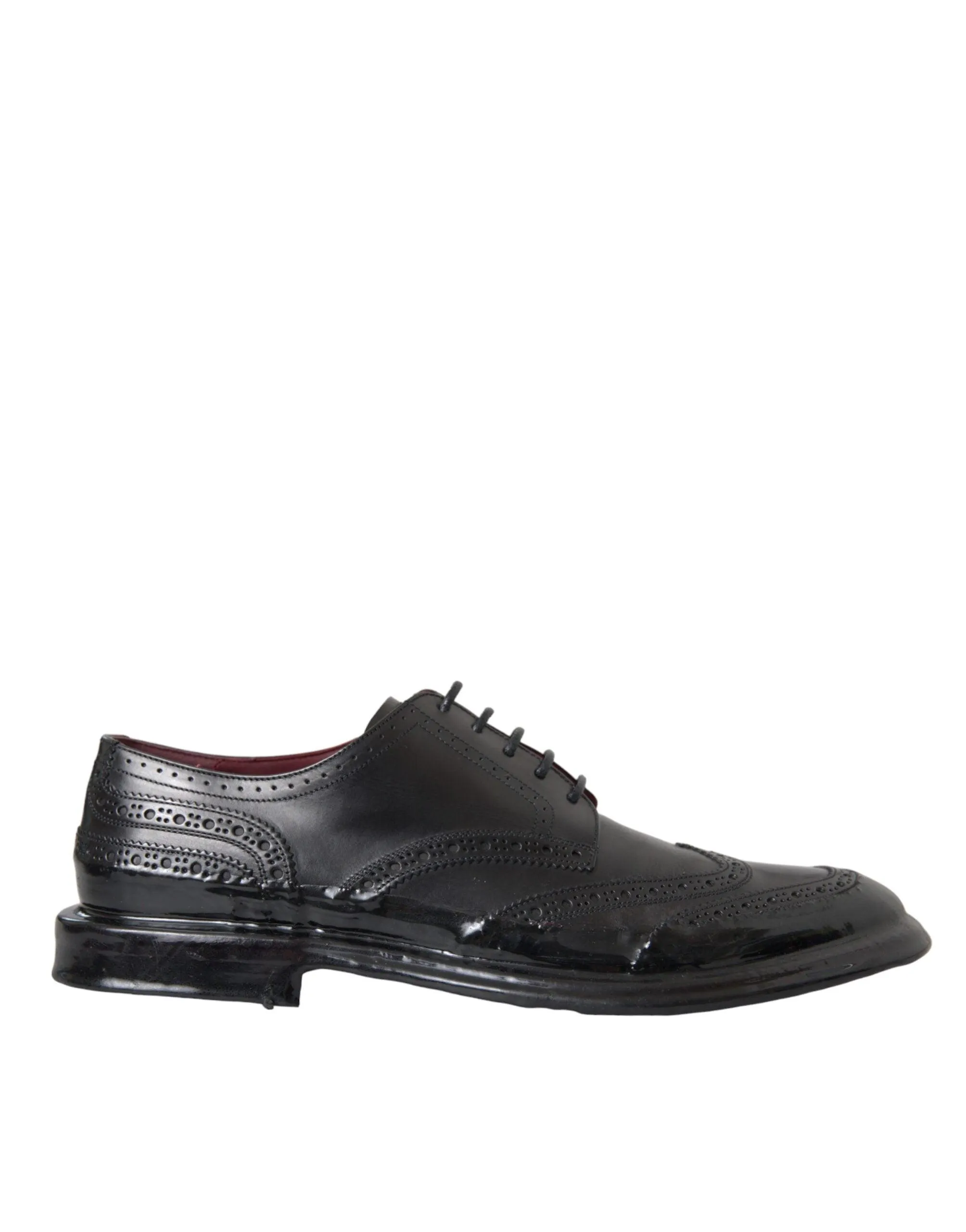 Dolce & Gabbana Black Leather Oxford Wingtip Formal Herre Sko