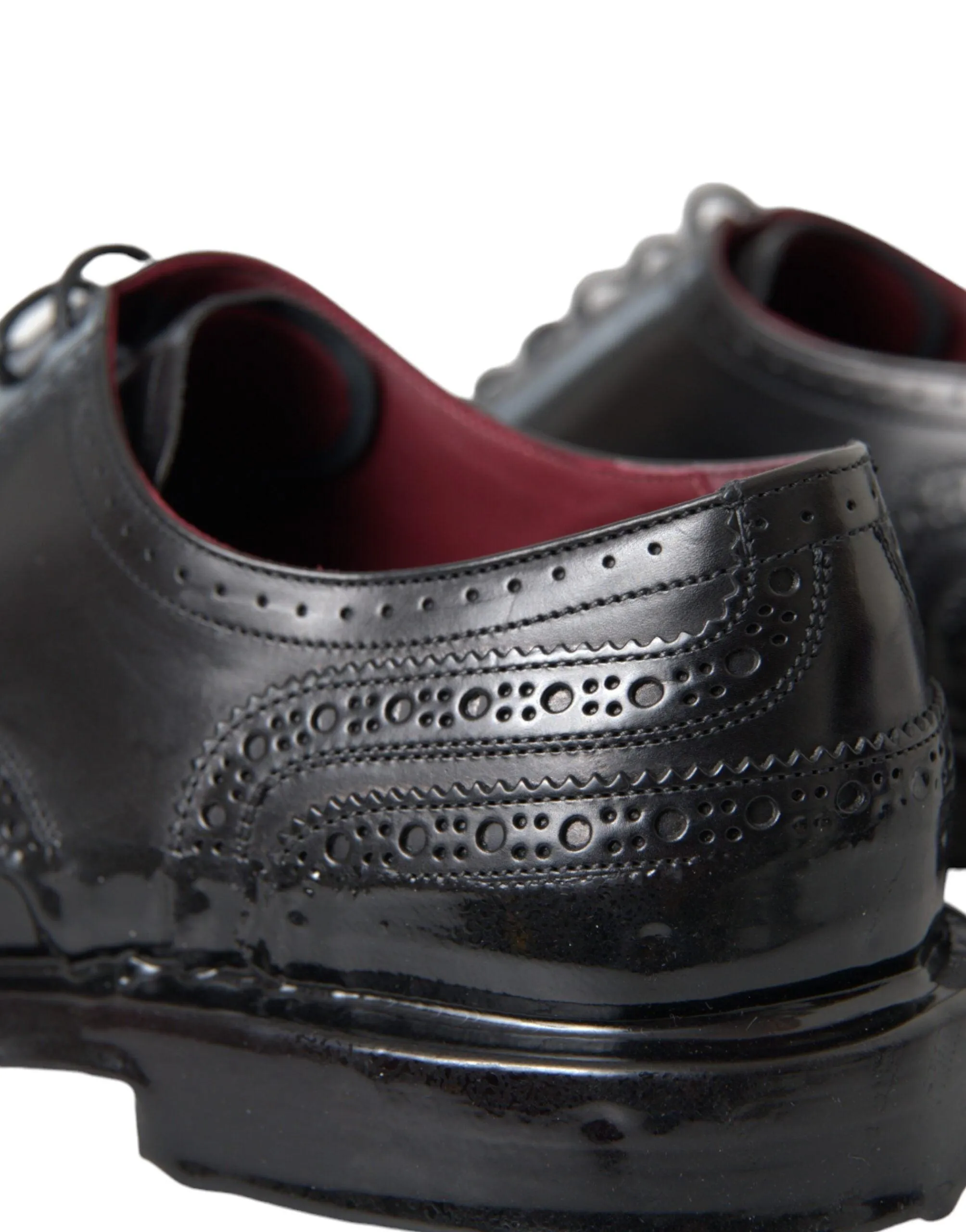 Dolce & Gabbana Black Leather Oxford Wingtip Formal Herre Sko