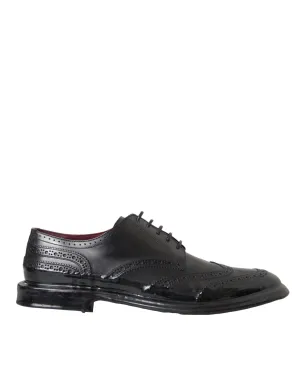 Dolce & Gabbana Black Leather Oxford Wingtip Formal Herre Sko