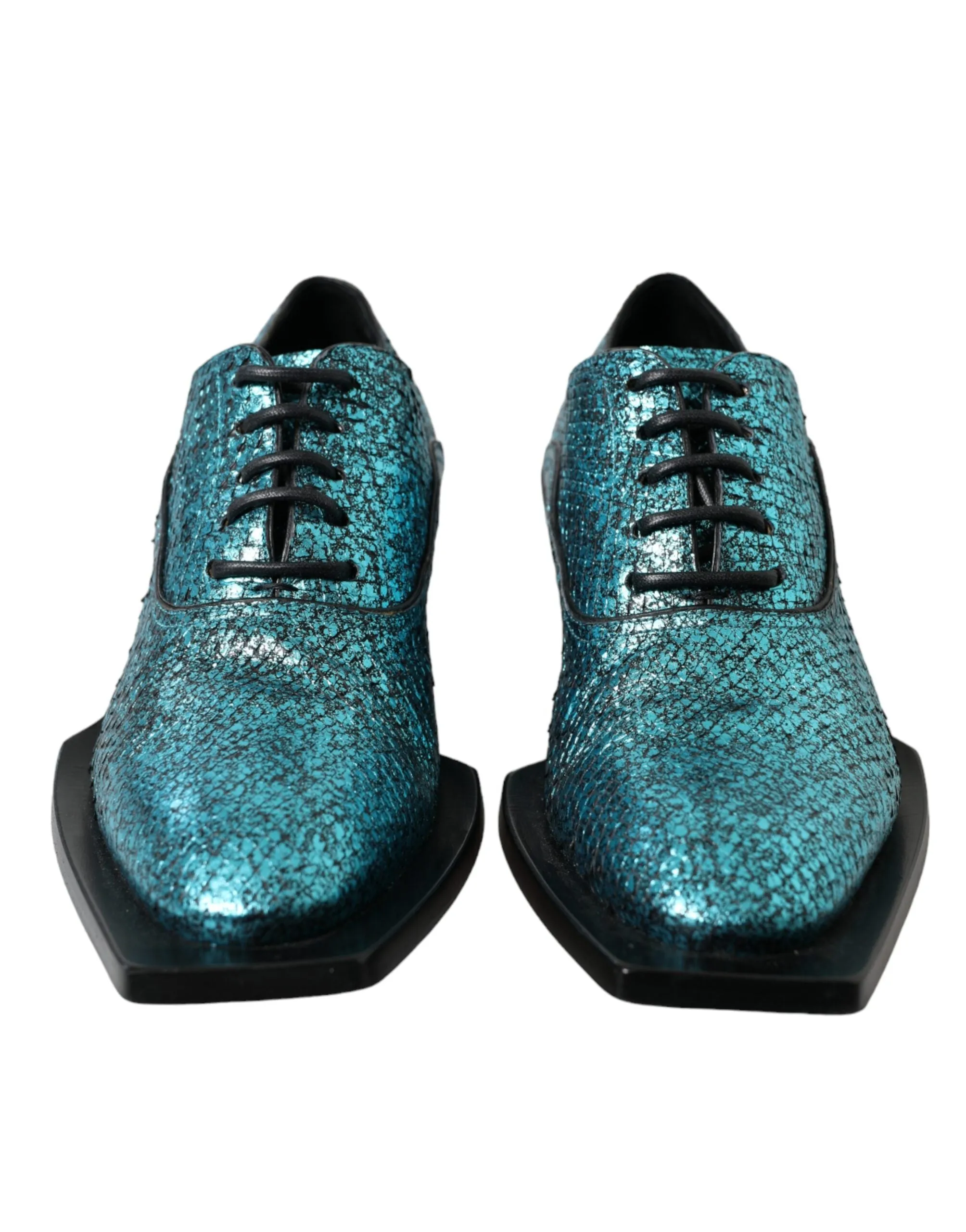 Dolce & Gabbana Teal Derby Block Heel Shoes
