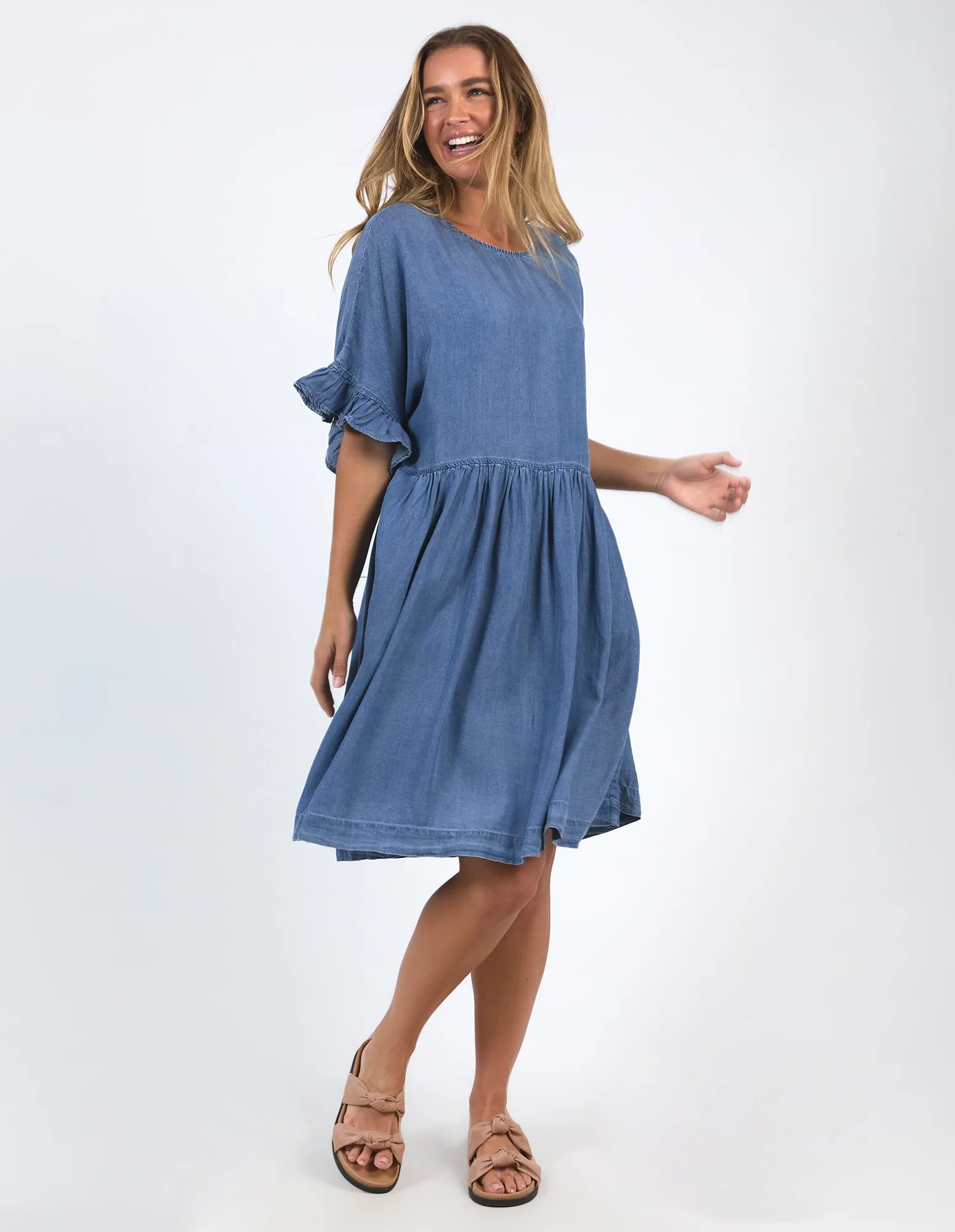 Elm Charlie Chambray Dress Blue Wash