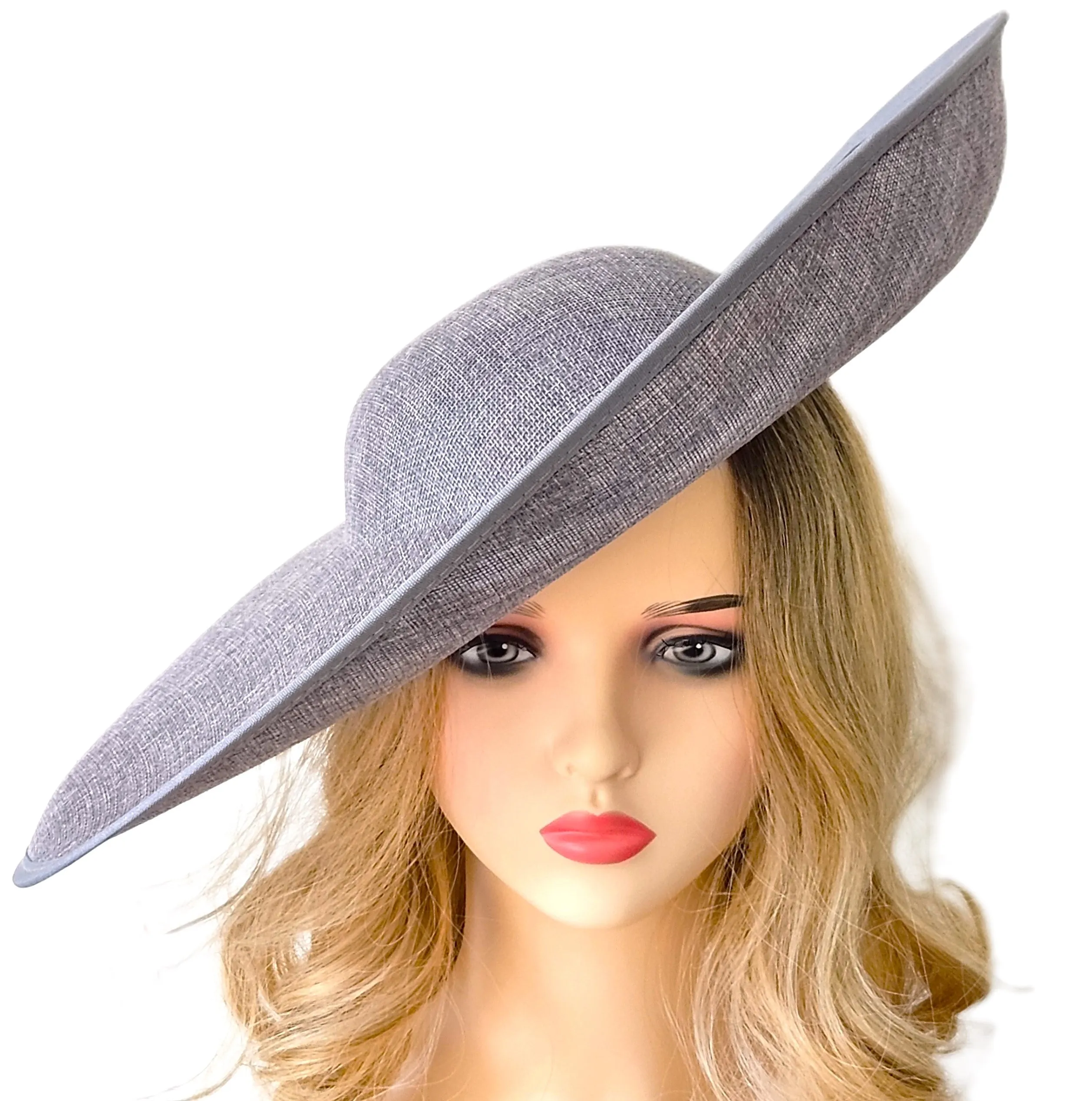 Extra Large Millinery Hat Grey - Wedding Hats - Women's Derby Hats Ascot Racing - Church Hats for Ladies