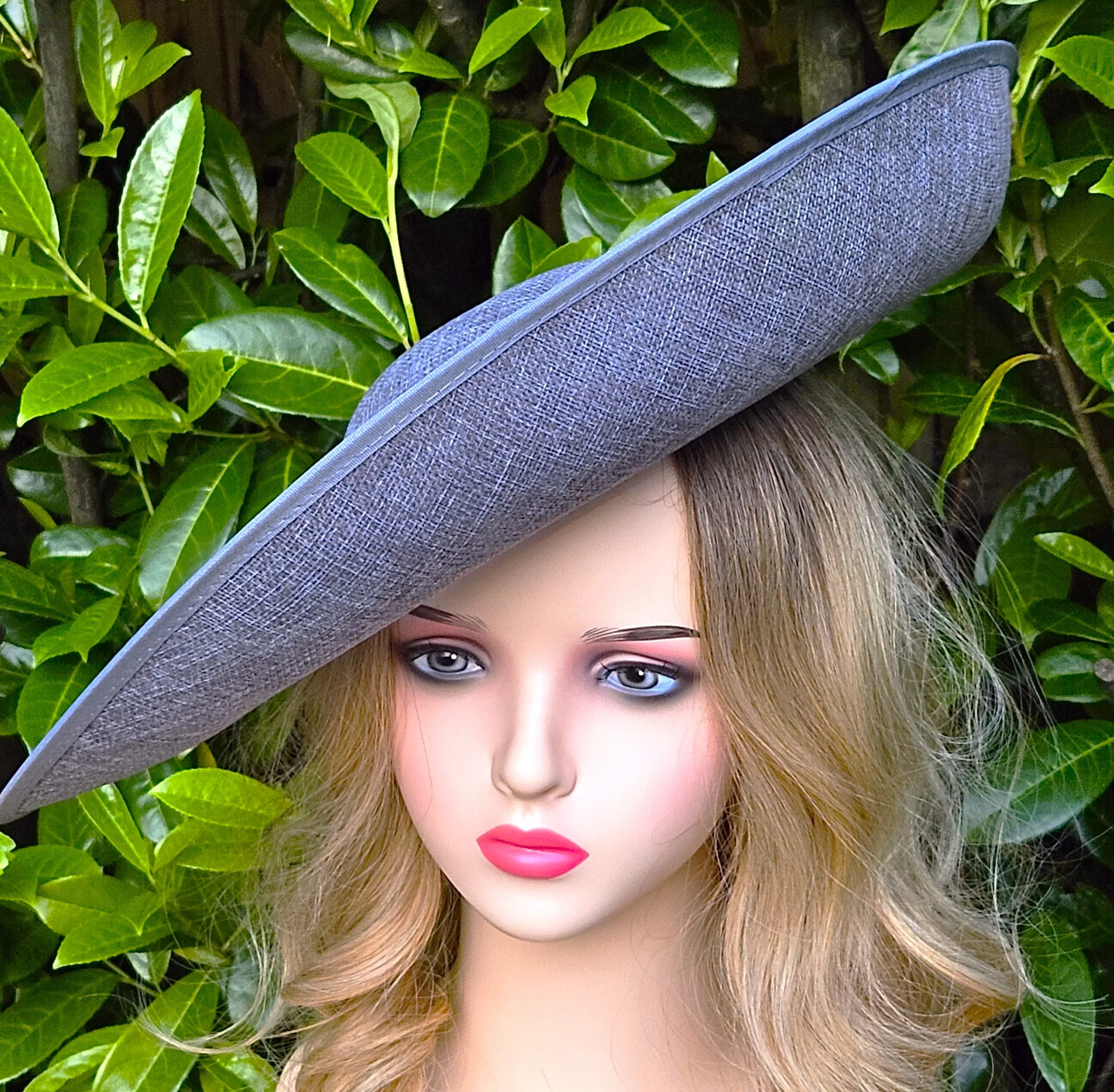 Extra Large Millinery Hat Grey - Wedding Hats - Women's Derby Hats Ascot Racing - Church Hats for Ladies
