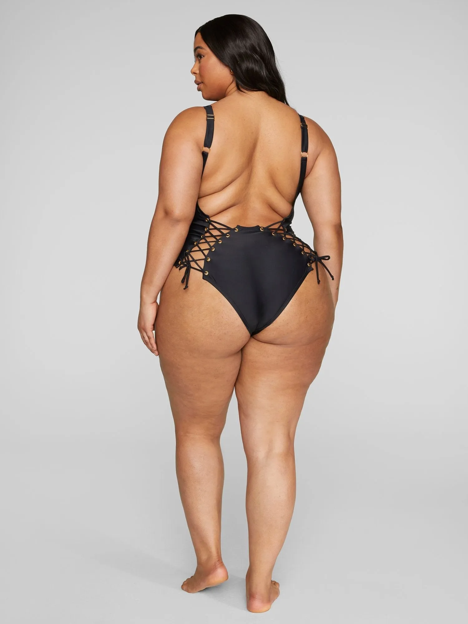 Fashion To Figure - Myla Lace-Up Detail One-Piece Swimsuit