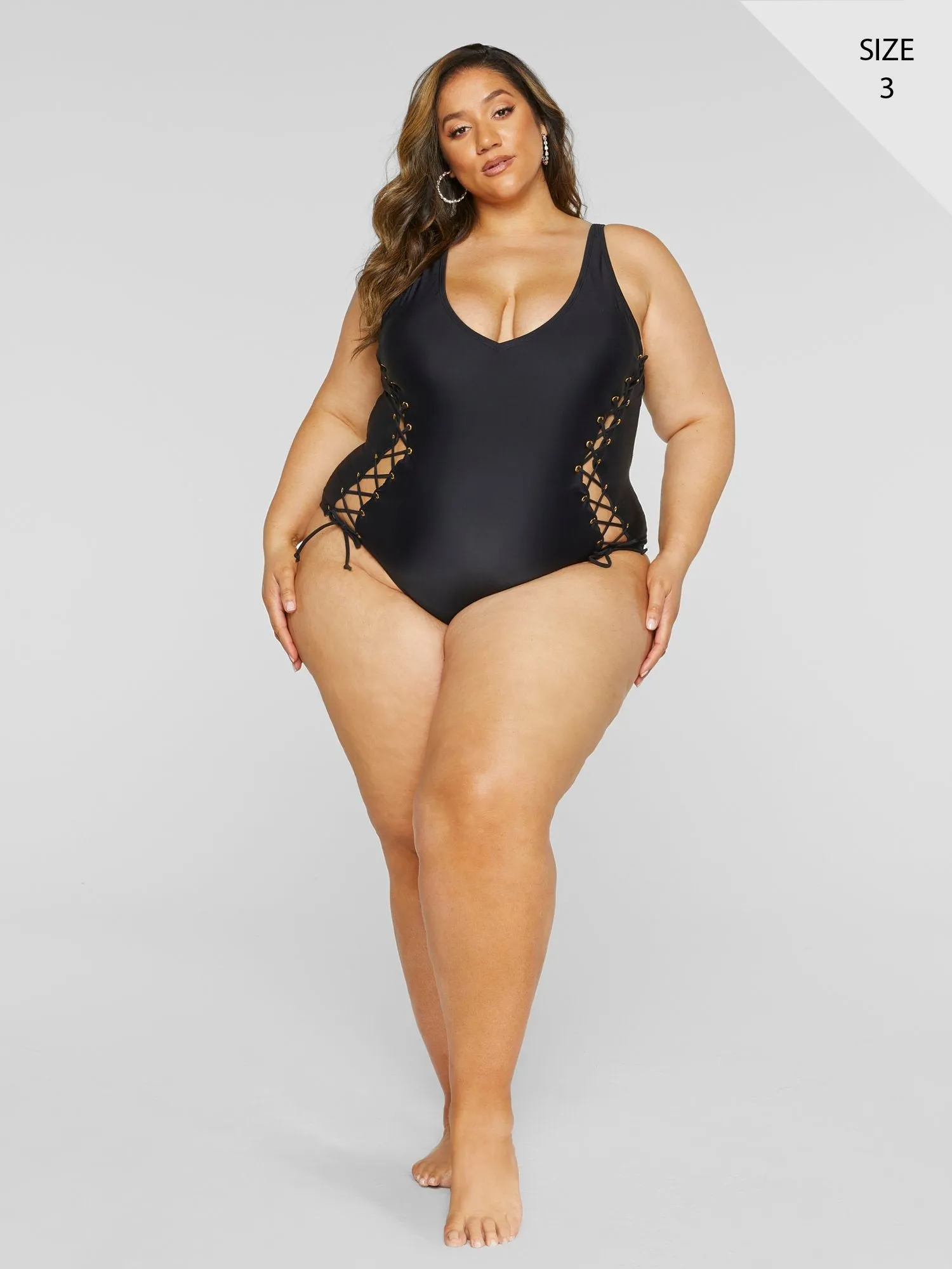 Fashion To Figure - Myla Lace-Up Detail One-Piece Swimsuit
