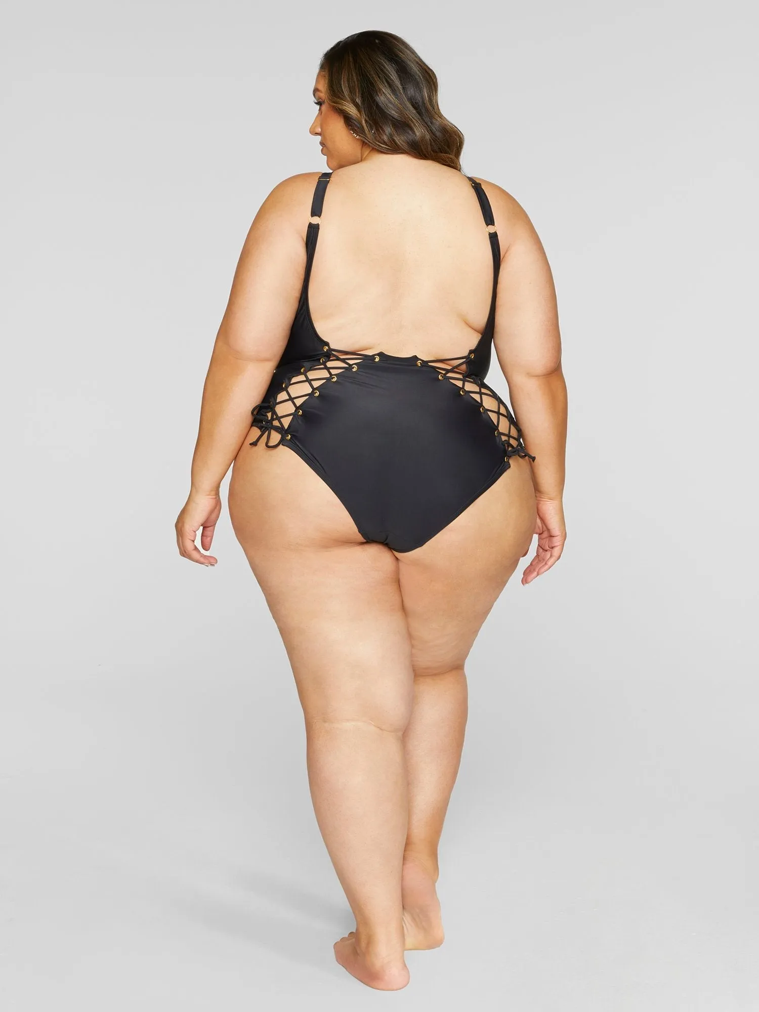 Fashion To Figure - Myla Lace-Up Detail One-Piece Swimsuit