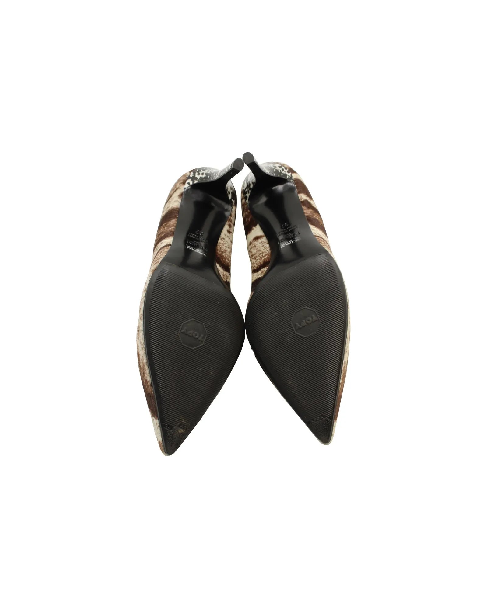 Fendi Pointed Pump in Animal Print Calf Hair Suede