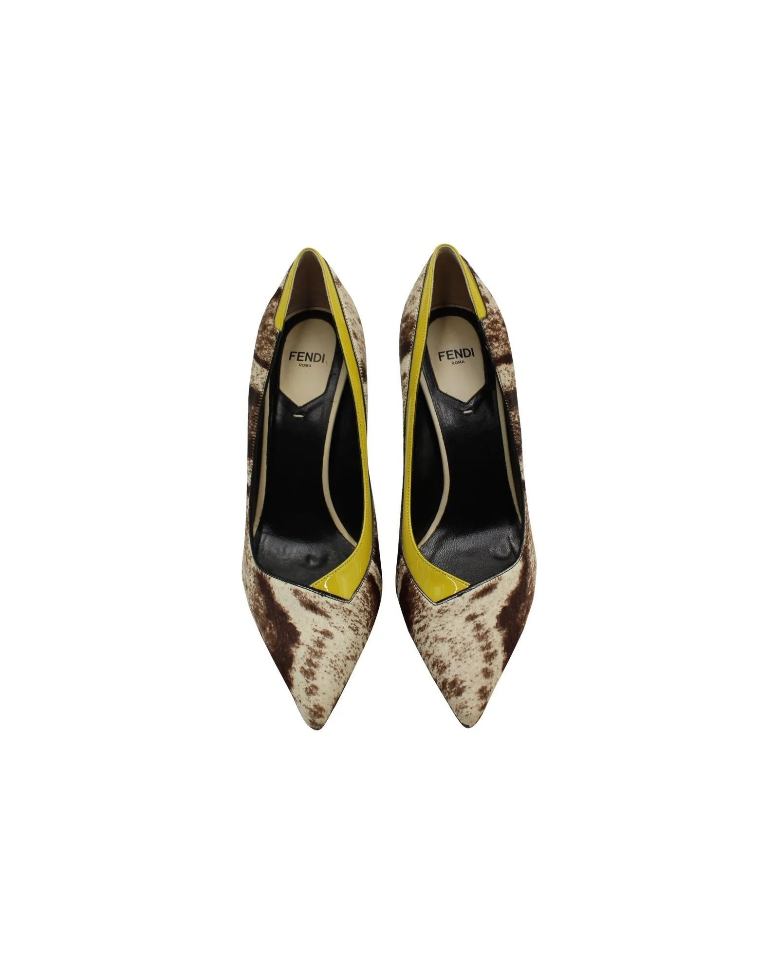 Fendi Pointed Pump in Animal Print Calf Hair Suede