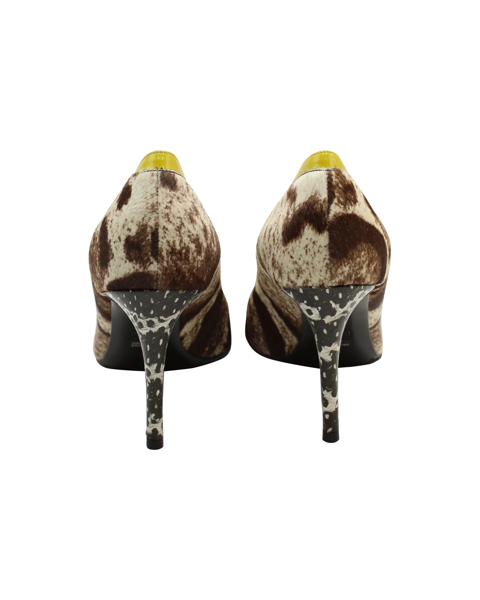 Fendi Pointed Pump in Animal Print Calf Hair Suede
