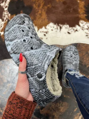 FINAL SALE - Simply Southern - Unisex Fleece Lined Clogs - Snake