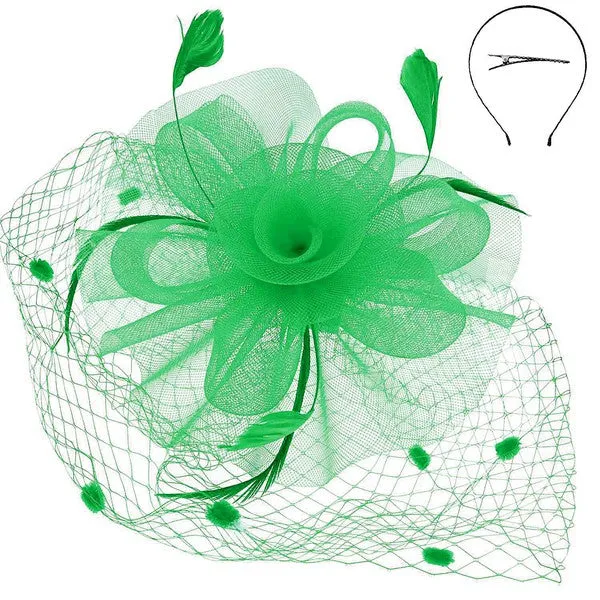 Floral Mesh Netting Veil Fascinator W Headband