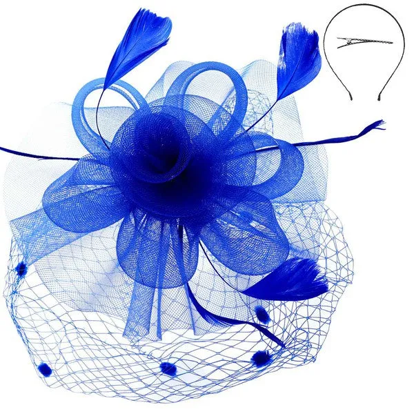 Floral Mesh Netting Veil Fascinator W Headband
