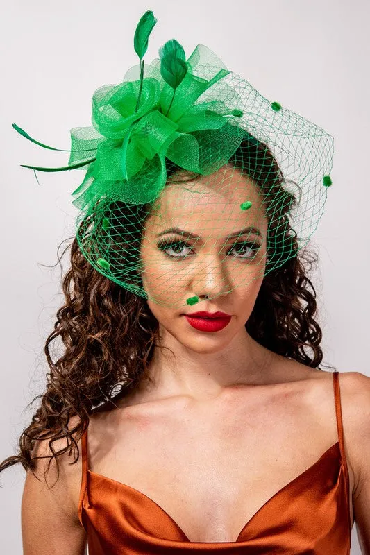 Floral Mesh Netting Veil Fascinator W Headband