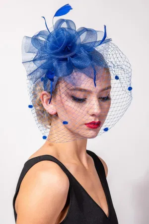 Floral Mesh Netting Veil Fascinator W Headband