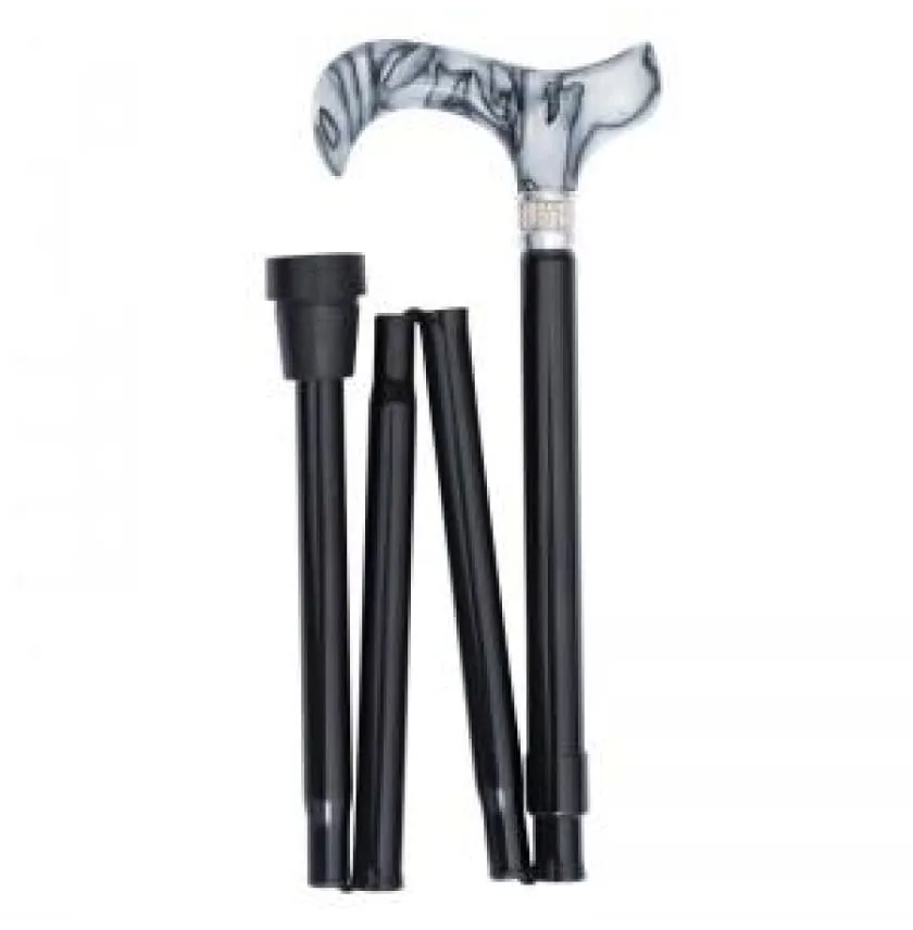 FOLDING CANE-Crystal Collar Black Marble Acrylic