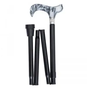 FOLDING CANE-Crystal Collar Black Marble Acrylic