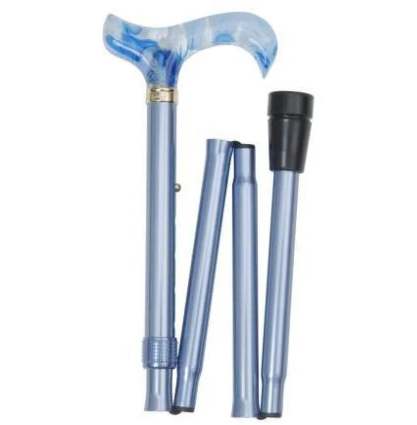 FOLDING CANE FANCY ACRYLIC-ICY BLUE MARBLE