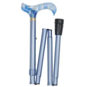 FOLDING CANE FANCY ACRYLIC-ICY BLUE MARBLE