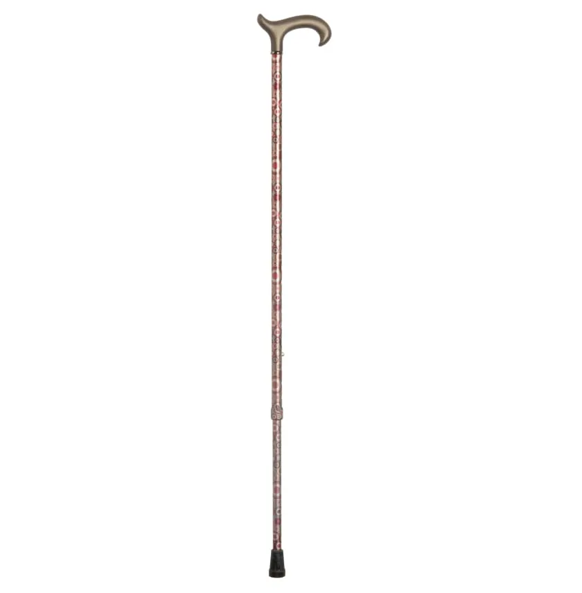 FORMAL ADJUSTABLE CANE RETRO GOLD & BURGUNDY