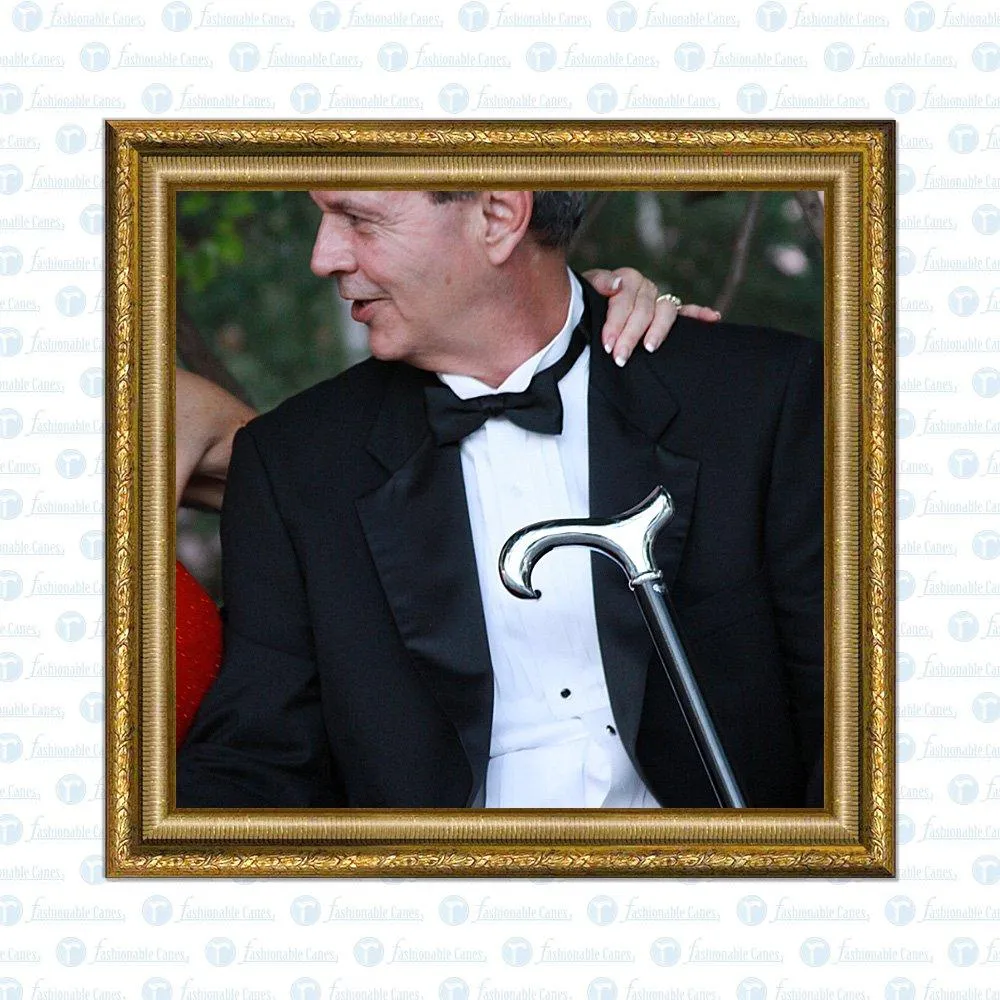 Formal Chrome Derby Cane, Black Beechwood & Silver Collar