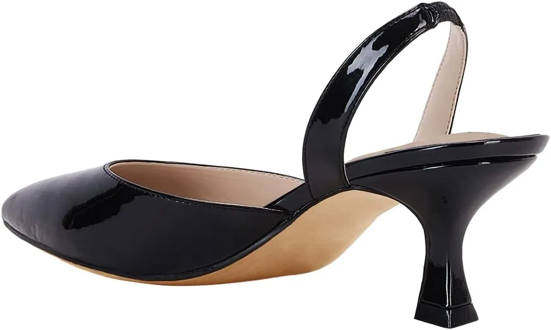 FOWT Women Pointed Toe Slip On Pumps Sexy Kitten Low Heel Slingback Comfortable Daily Shopping Proms Dancing Dress Shoes Size 4-16 US