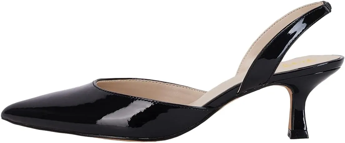 FOWT Women Pointed Toe Slip On Pumps Sexy Kitten Low Heel Slingback Comfortable Daily Shopping Proms Dancing Dress Shoes Size 4-16 US