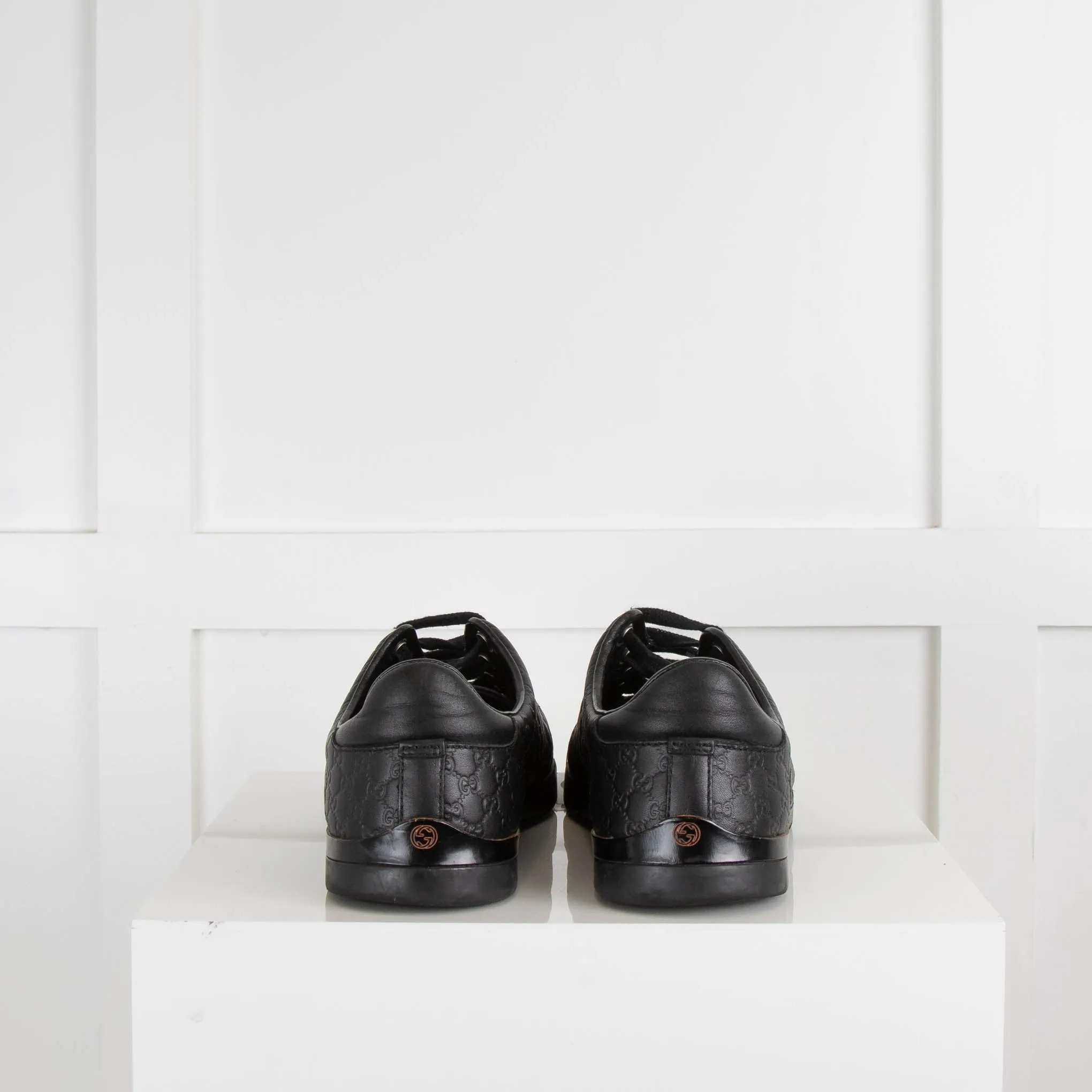 Gucci Black Monogram Leather Trainers