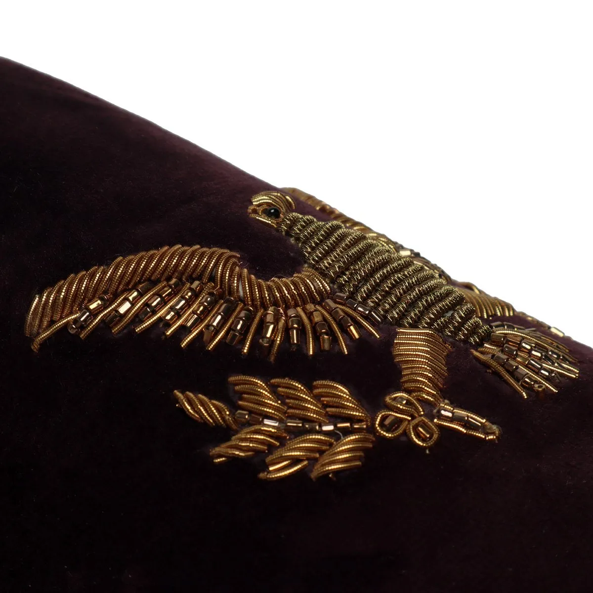 Handmade Eagle Zardosi Slip-On Shoes in Purple Italian Velvet By Brune & Bareskin