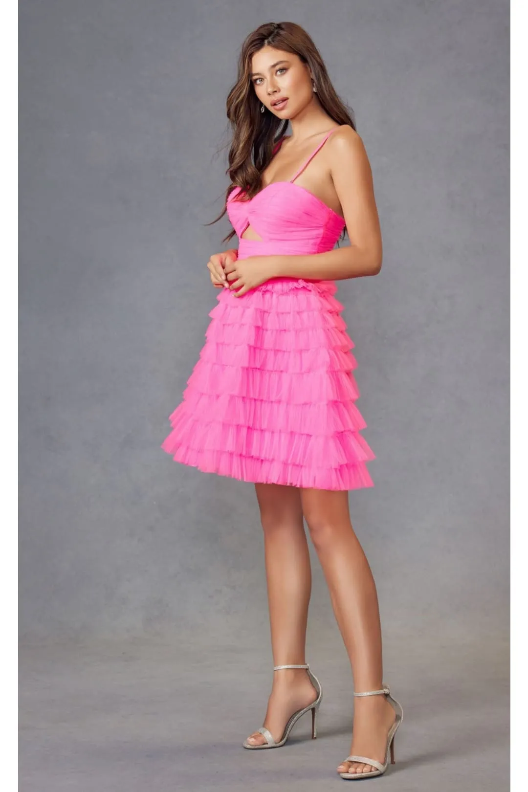 Kentucky Derby Dress Race Outfit in Neon Pink by Juliet JT921H