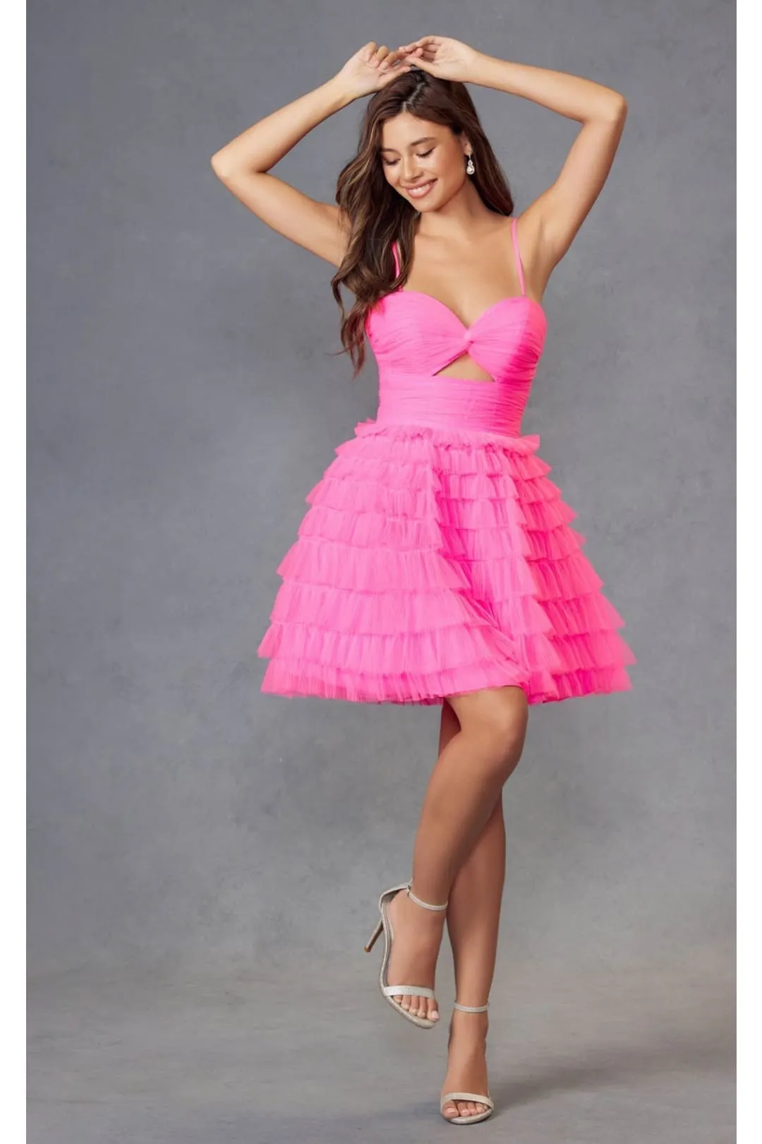 Kentucky Derby Dress Race Outfit in Neon Pink by Juliet JT921H