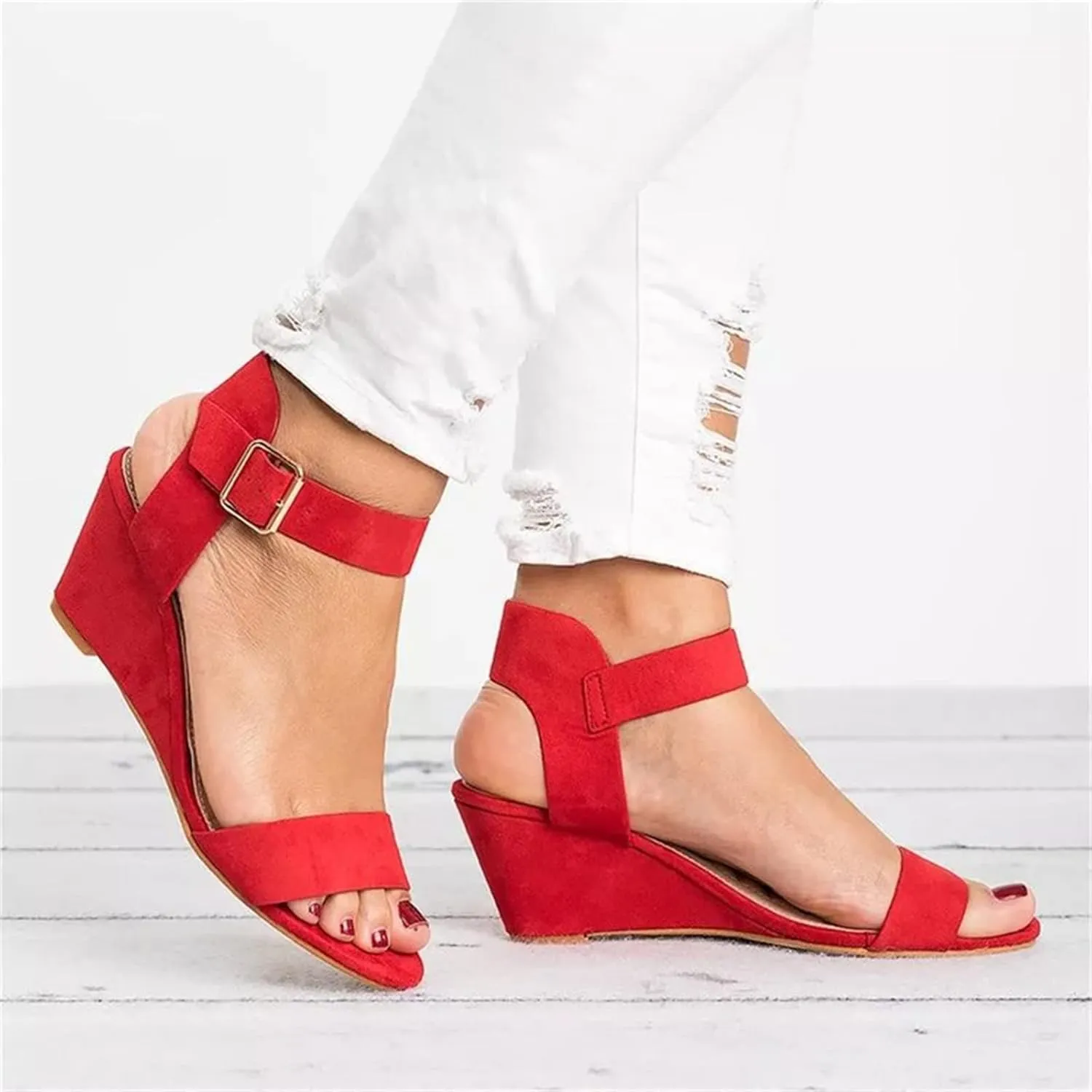 Ladmiple Wedge Sandals for Women,Womens 2023 Summer Comfy Slip-On Sandal Casual Beach Shoes Open Toe Espadrille Platform