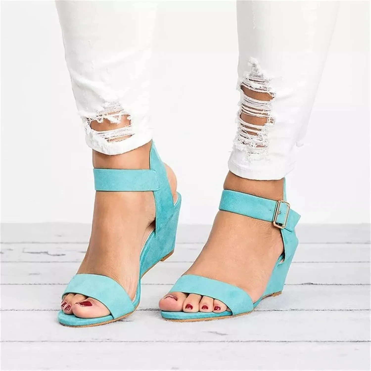 Ladmiple Wedge Sandals for Women,Womens 2023 Summer Comfy Slip-On Sandal Casual Beach Shoes Open Toe Espadrille Platform